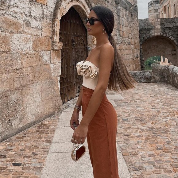 BLOGGER'S FAVE! Zara Floral Bustier Top Sand NWT - Picture 14 of 17